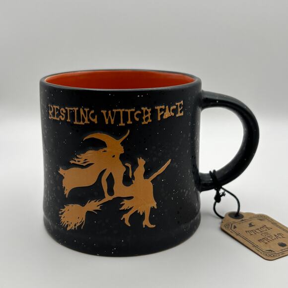 Gloral Design Collections Halloween “Resting Witch Face” Black Orange Mug NWT - Picture 9 of 9